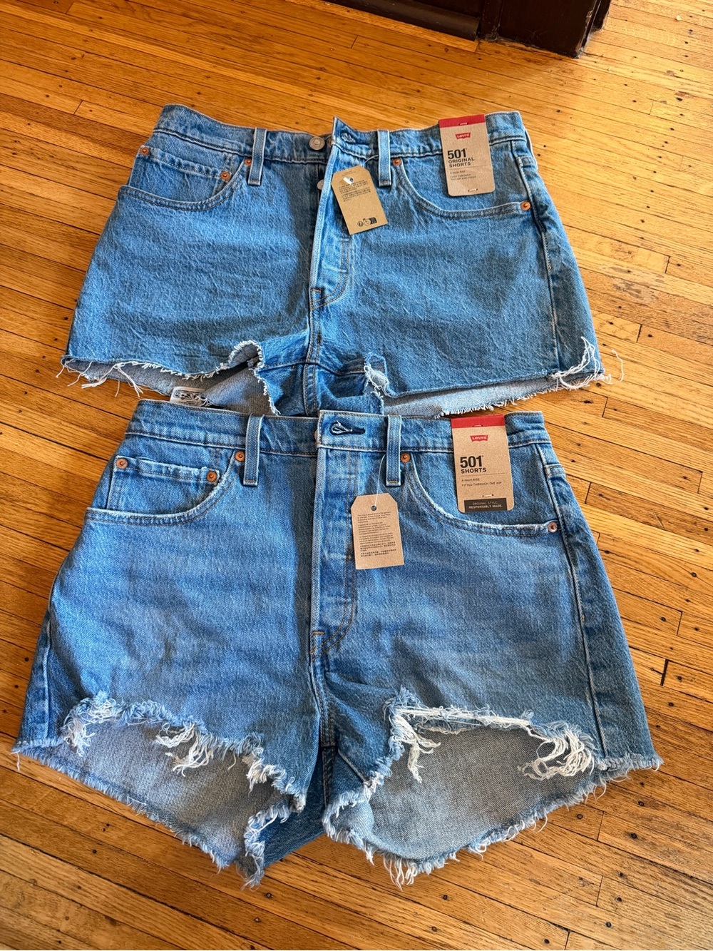 Levi's Light Blue Distressed Cutoff Jean Shorts Duo
